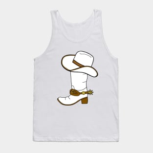 WHITE Cowboy Boot And Hat Tank Top